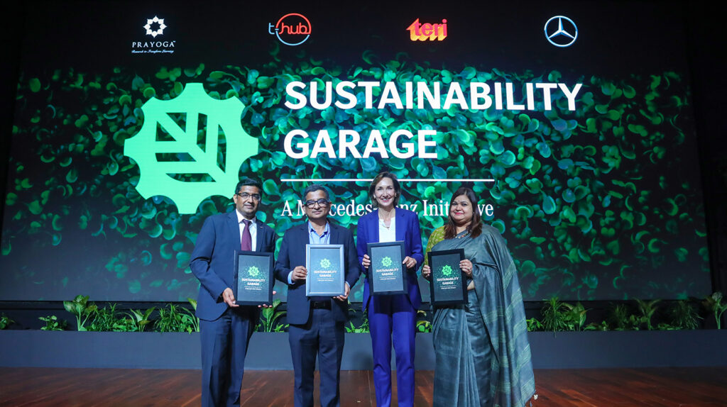 From left to right- Manu Saale, MD and CEO (Mercedes-Benz Research and Development India), Srinivas Rao Mahankali, CEO (T-Hub), Renata Jungo Brüngger, Member of the Board of Mana